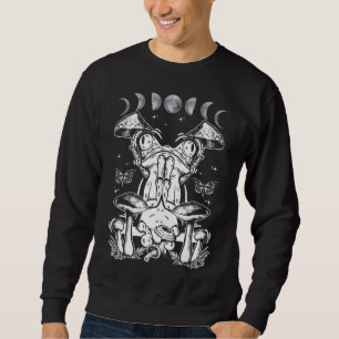 Mushroom Aesthetic Frog Magic Måne Phases Lång Ärmad Tröja