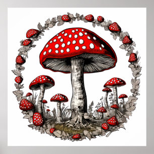 Mushroom agaric svampplant poster