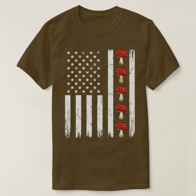 Mushroom American Flagga Mushroom Hunter T Shirt (Design framsida)