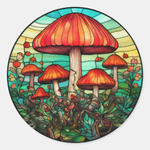 Mushroom Art Stickers Runt Klistermärke