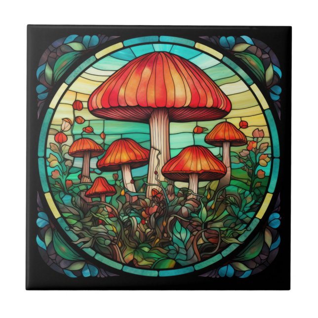 Mushroom Art Tile Kakelplatta (Framsidan)