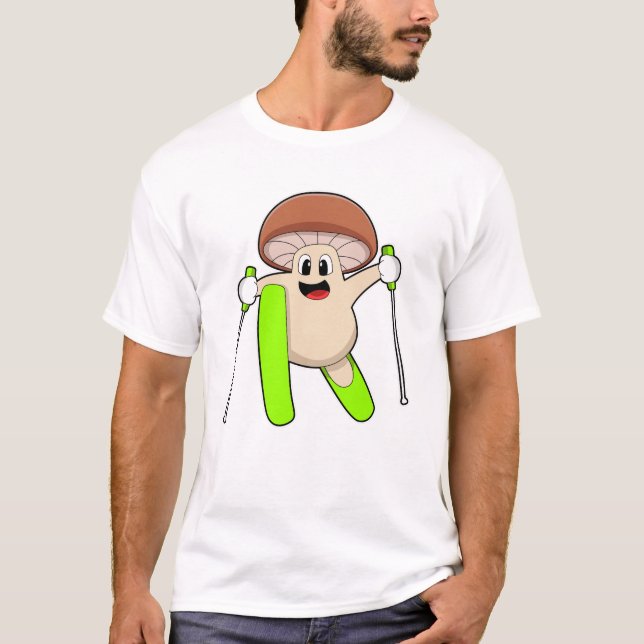 Mushroom as Skier med Ski T Shirt (Framsida)