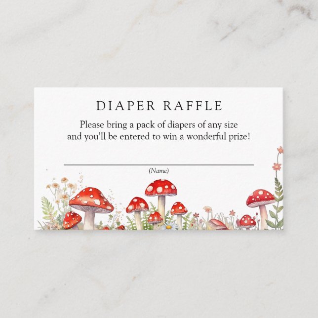 Mushroom Baby Shower Diaper Raffle Tilläggskort (Framsida)