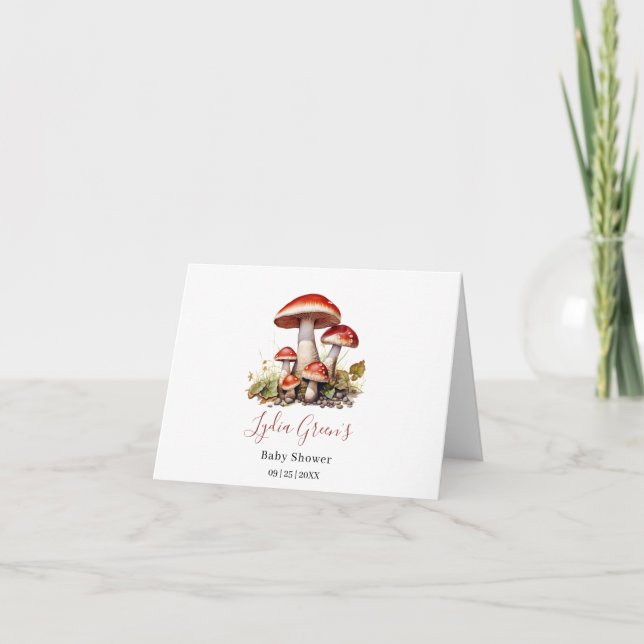 Mushroom Baby Shower Inbjudan, Fall Gender Neutral Tack Kort (Framsida)