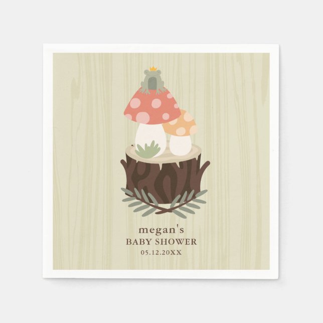 Mushroom Baby Shower Napkin Pappersservett (Framsidan)