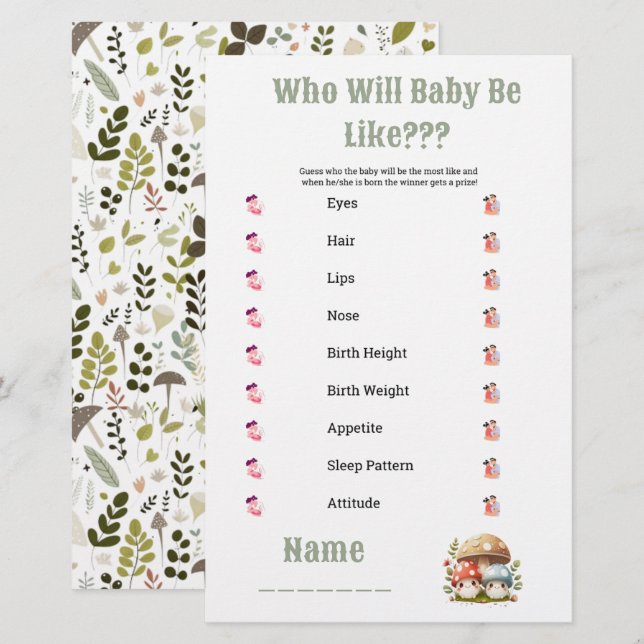 Mushroom Baby Shower Vem är Baby som liknar Brevpapper (Fram/baksida)