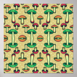 Mushroom Background Aestthetic Poster