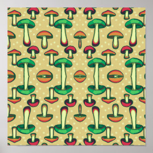 Mushroom Background Aestthetic Poster