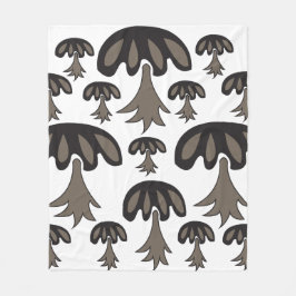 Mushroom Black Grått Mönster Fleecefilt