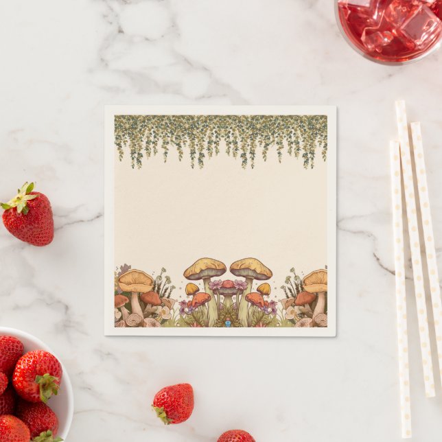 Mushroom Boho Theme Pappersservett (Insitu)
