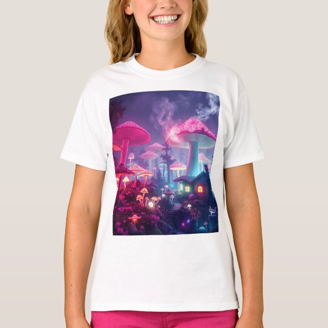 Mushroom Bungalow Neon & Space Påskhare NU T T Shirt (Framsida)