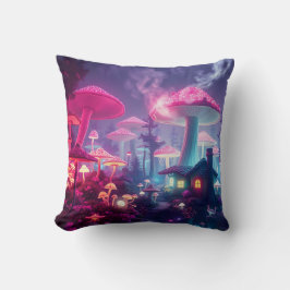 Mushroom Bungalow Neon Tapet, Gifts, Pillows Kudde