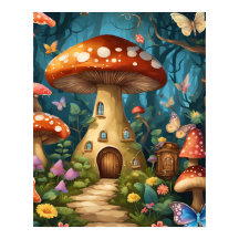 Mushroom Butterfly Enchanted Forest