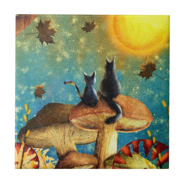 Mushroom Cats Kakelplatta (Framsidan)