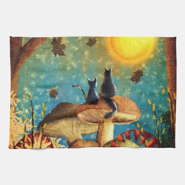 Mushroom Cats Kökshandduk (Horisontell)
