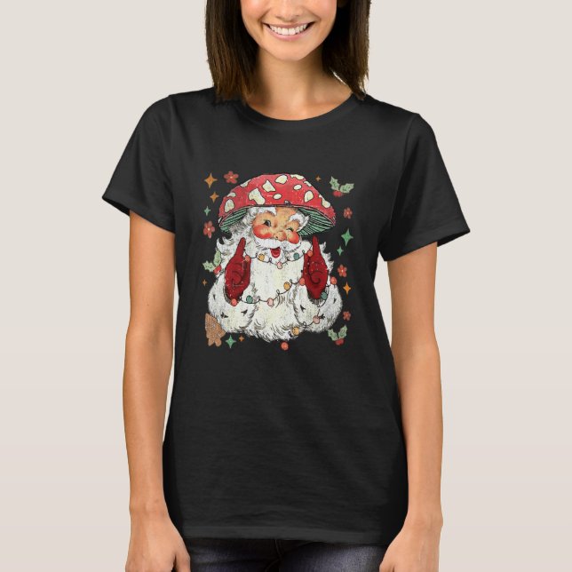 Mushroom Christmas Mushroom  Mushroom Santa Claus T Shirt (Framsida)