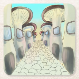 Mushroom city coasters underlägg papper kvadrat