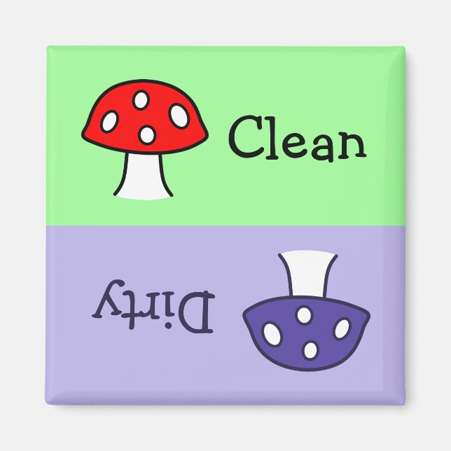 Mushroom Clean Dirty Dishwasher Magnet (Framsidan)