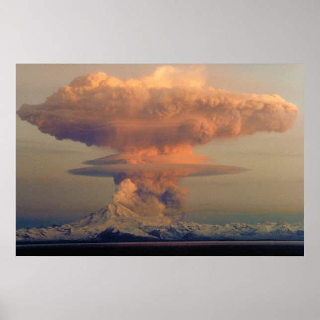 Mushroom Cloud Plume från Mount RedBT Eruption Poster (Framsidan)