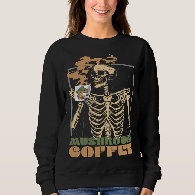 Mushroom Coffee Skeleton Chaga Gothic Mushroom Hun T Shirt (Framsida)