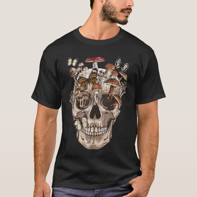 Mushroom Collector med Creepy Skull T Shirt (Framsida)