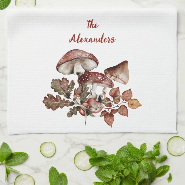 Mushroom Cottagecore Woodland Toadstool Kökshandduk (Vikta)