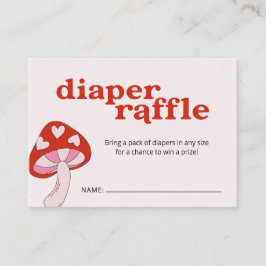 Mushroom Diaper Raffle Baby Shower | Röd och Rosa Tilläggskort