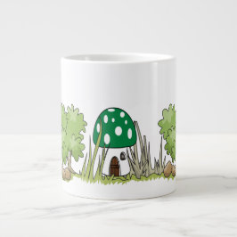 Mushroom Dwarf House i Skogen - Fantasy Forest Jumbo Mugg