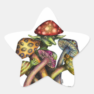 Mushroom Elf Stjärnformat Klistermärke
