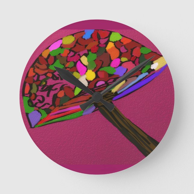 Mushroom Face Character Art Round Clock Rund Klocka (Framsida)