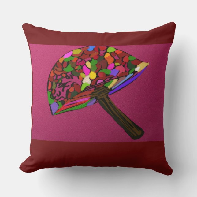 Mushroom Face Character Art Throw Pillow Kudde (Framsida)