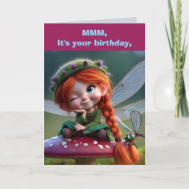 MUSHROOM FAIRY BIRTHDAY CARD TACK KORT