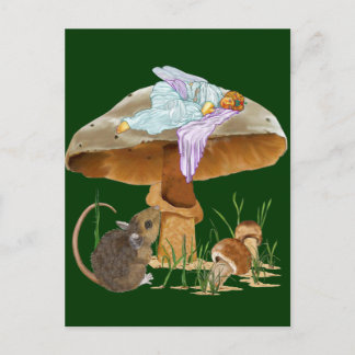 Mushroom Fairy & Mouse Vykort
