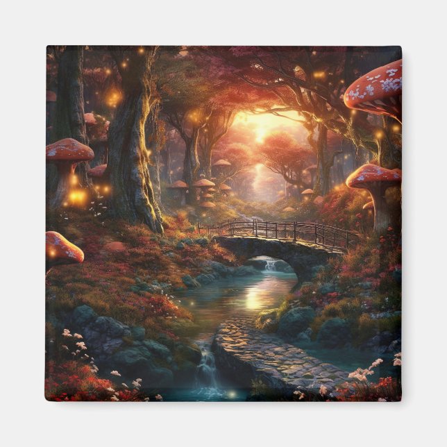 Mushroom Fairytale Forest Magnet (Framsidan)