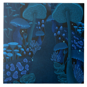 Mushroom Fantasy Älva Woodland Kakelplatta