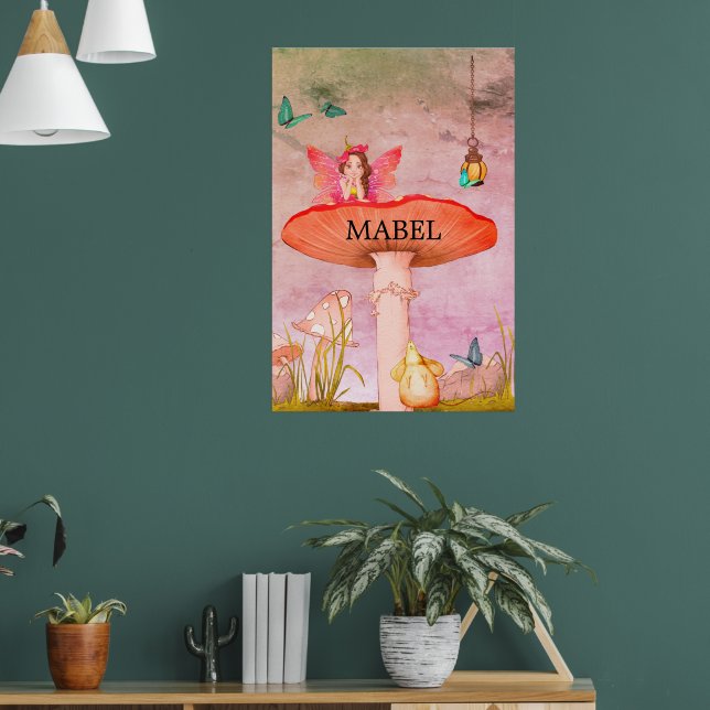 Mushroom Fantasy Fairy Nursery Poster (Vardagsrum 1)