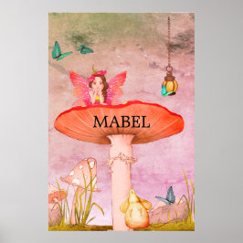 Mushroom Fantasy Fairy Nursery Poster