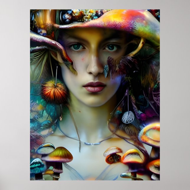 Mushroom Fantasy Woman Poster (Framsidan)