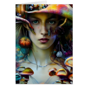 Mushroom Fantasy Woman Tillfällen Blank Inside Ins Hälsningskort