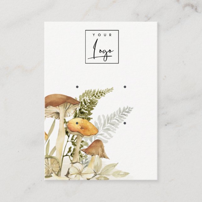 Mushroom Fern Foliage Logotyp 2 Visningen Ökning Visitkort (Framsida)