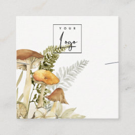 Mushroom Fern Foliage Logotyp Band Necklace Visnin Fyrkantigt Visitkort