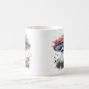 Mushroom Flowers Woodland Colorful Stänk Kaffemugg