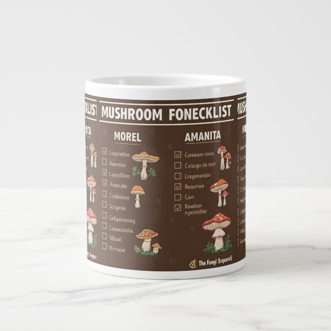 Mushroom Foraging Checklist Mug Jumbo Mugg (Framsidan)