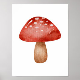 Mushroom Forest Autumn Red And White Poster