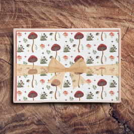 Mushroom Forest Fairy Hedgehog Mönster Cottagecore Presentpapper