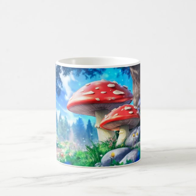 Mushroom Forest Fantasy Art Kaffemugg (Center)