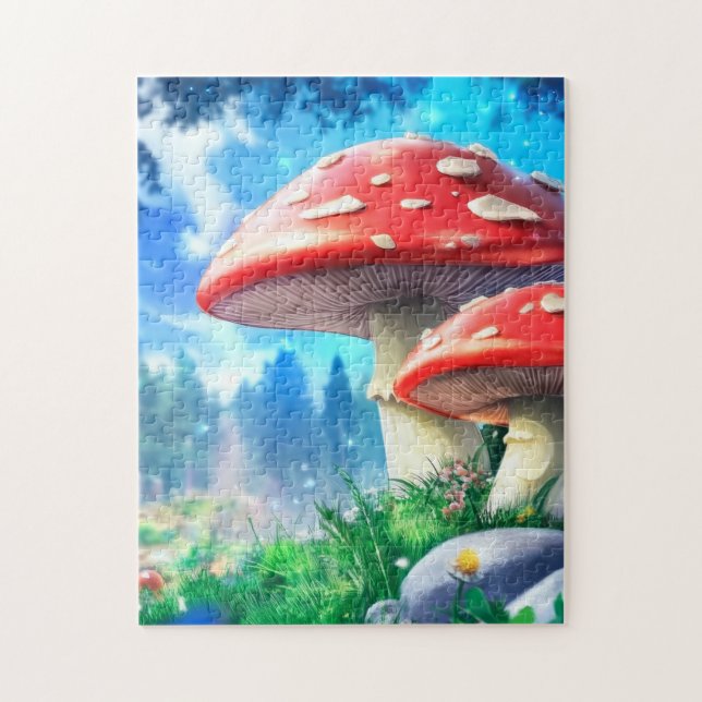 Mushroom Forest Fantasy Art Pussel (Vertikal)