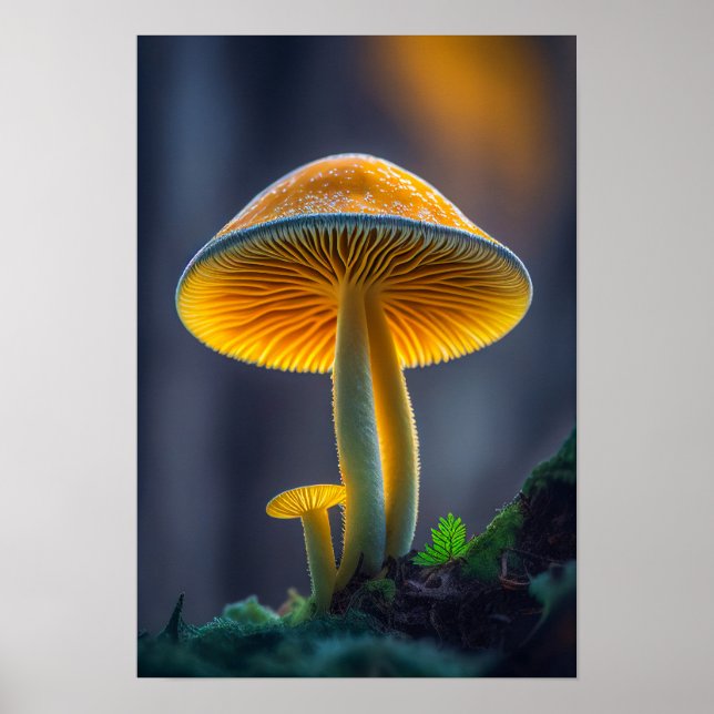 Mushroom Forest Lugn Tranquil Natature PeacNOZEN Poster (Framsidan)