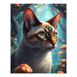 Mushroom Forest Magic Fantasy Cat Fototryck