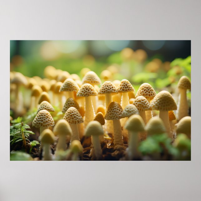 Mushroom Forest Nature Serene Tranquil Poster (Framsidan)